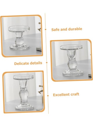 3 PCS Clear Glass Candle Holders Set, Tealight, Pillar, Taper Candlestick Holders Set for Table Centerpiece, Home Décor - view 4