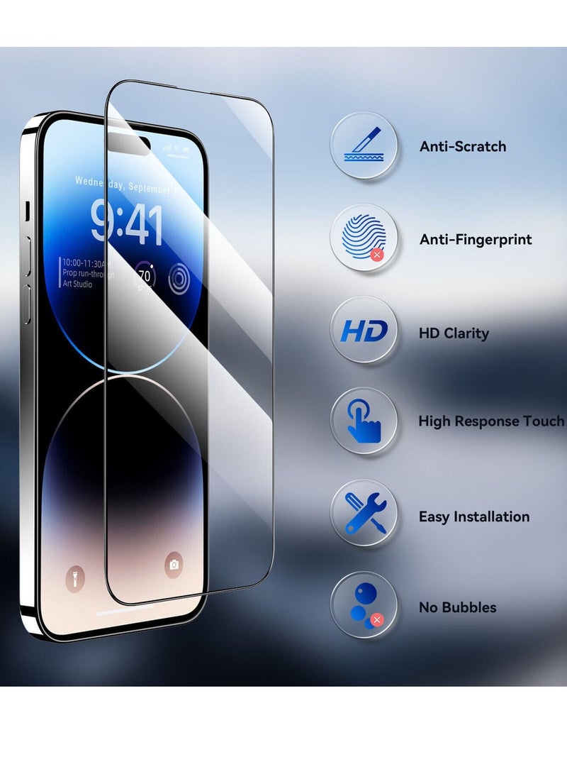 BORTONY iPhone 14 Pro Max 9H Hardness Tempered Glass Screen Protector Bubble Free Ultra HD Case Friendly Full Coverage For Apple iPhone 14 Pro Max 6.7" - Image 3