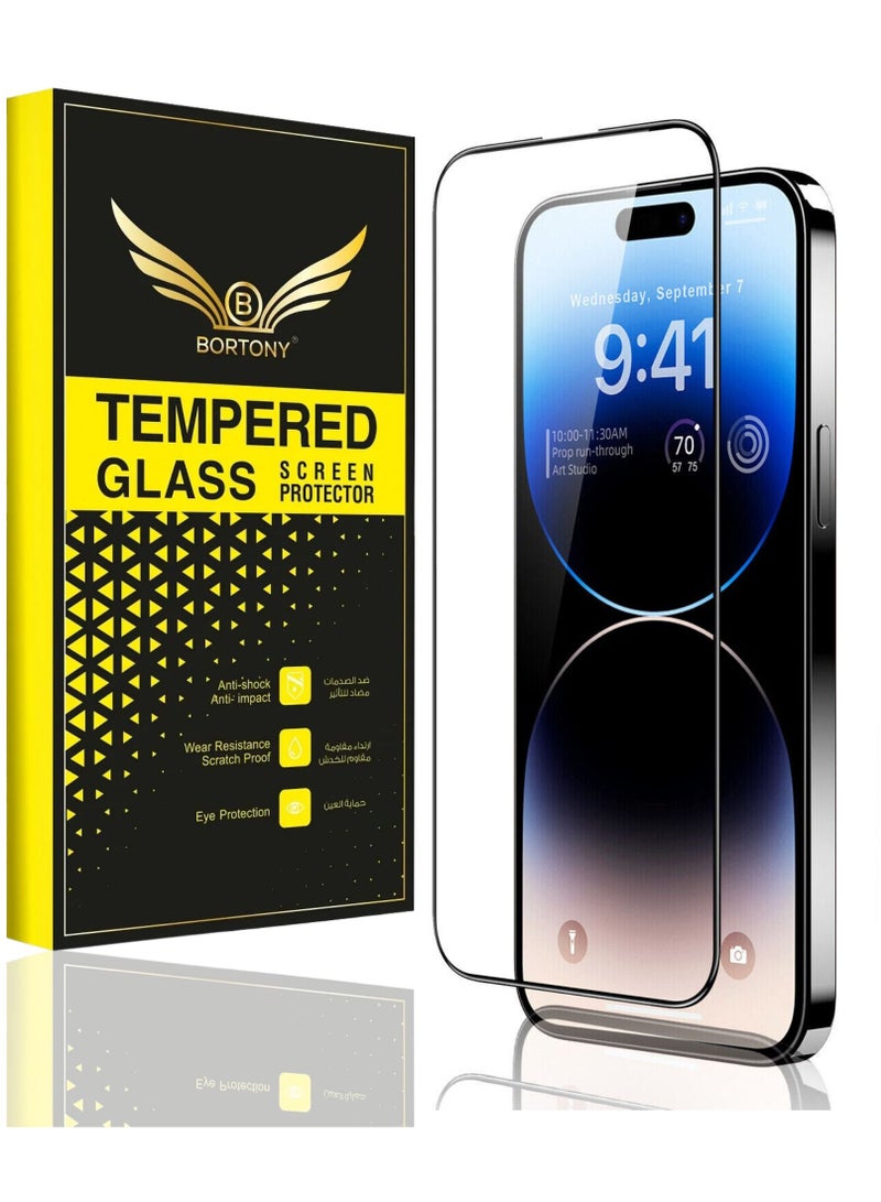 BORTONY iPhone 14 Pro Max 9H Hardness Tempered Glass Screen Protector Bubble Free Ultra HD Case Friendly Full Coverage For Apple iPhone 14 Pro Max 6.7" - Image 1
