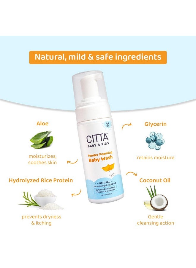 CITTA ’S Tender Foaming Baby Wash With Coconut & Aloe Vera | Soothe Dry Itchy Skin | Natural Baby Body Wash For Bath | Skin Friendly Ph | Dermatologically Tested | 0-10 Years | 150Ml - Image 4