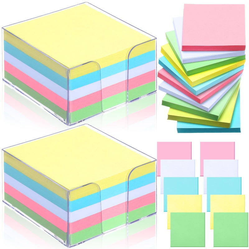 Resurhang 1000 Pieces Small Note Pad 3.4 Inch x 3.4 Inch Square Memo Cube Refill Memo Pads with Cube Non Sticky Mini Paper Reminders Office Writing Supplies Crafts(Pastel Colors) - Image 1