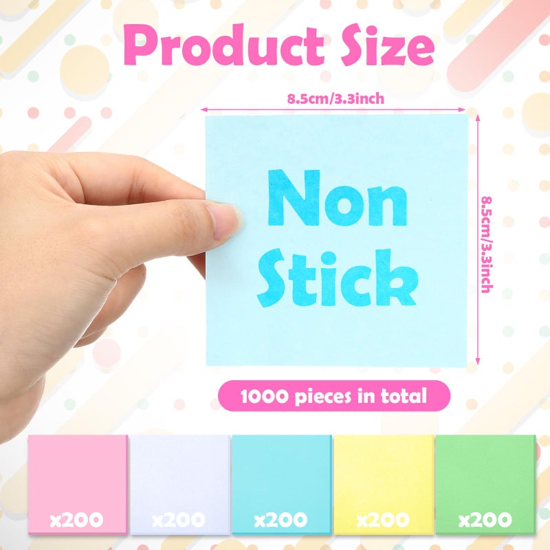 Resurhang 1000 Pieces Small Note Pad 3.4 Inch x 3.4 Inch Square Memo Cube Refill Memo Pads with Cube Non Sticky Mini Paper Reminders Office Writing Supplies Crafts(Pastel Colors) - Image 2