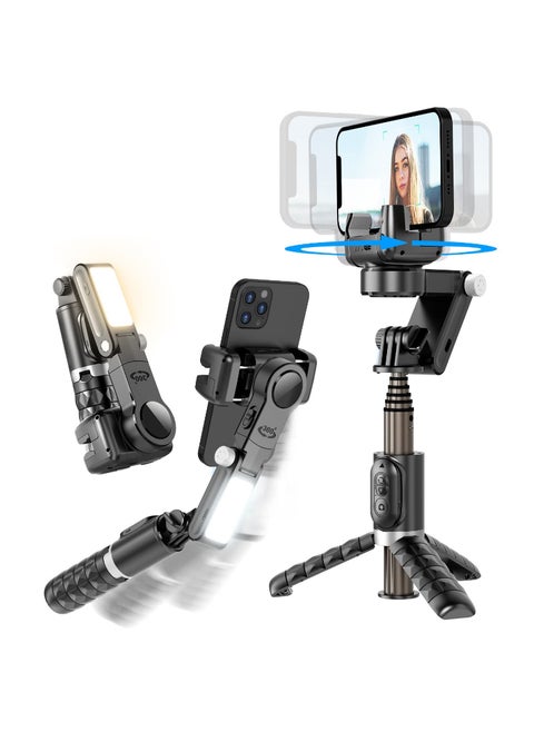 Selfie Stick Gimbal Stabilizer Light Weight Auto Balance 1-Axis Stabilizer For Smartphones With 360° Face Tracking Tiktok Vlog Youtuber Live Video Recording
