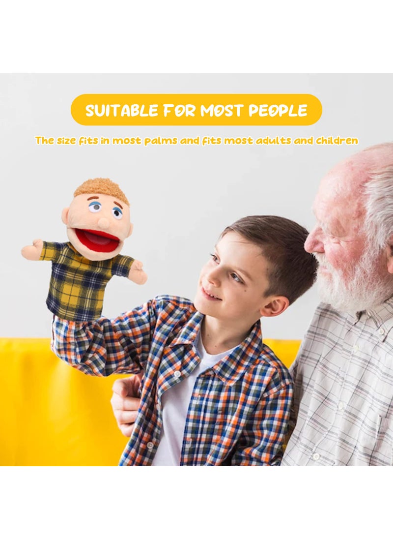 ZJoey 1 Pcs Family Hand Puppets 12 Inch Grandparents, Mom & Dad, Brother & Sister Plush Hand Puppet Toys Role-Play Toy Puppets for Kids Storytelling Imaginative Pretend Play Teaching Preschool(Brother)  - Image 3