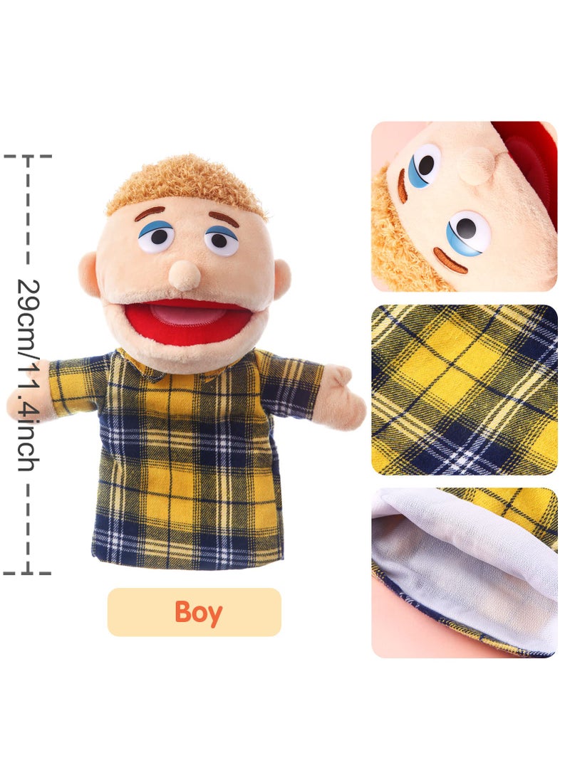 ZJoey 1 Pcs Family Hand Puppets 12 Inch Grandparents, Mom & Dad, Brother & Sister Plush Hand Puppet Toys Role-Play Toy Puppets for Kids Storytelling Imaginative Pretend Play Teaching Preschool(Brother)  - Image 2