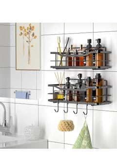 Shower Caddy Bathroom Shelf 2-Pack,Basket with 6 Hooks for Hanging Shampoo Conditioner,SUS304 Stainless Steel Rack Wall Mounted Storage Organizer for Kitchen,No Drilling (Black) - pzsku/Z74E9816503F19D6AEE6AZ/45/_/1684493339/17e37386-f175-48b4-a1e1-93ff31fffa9c