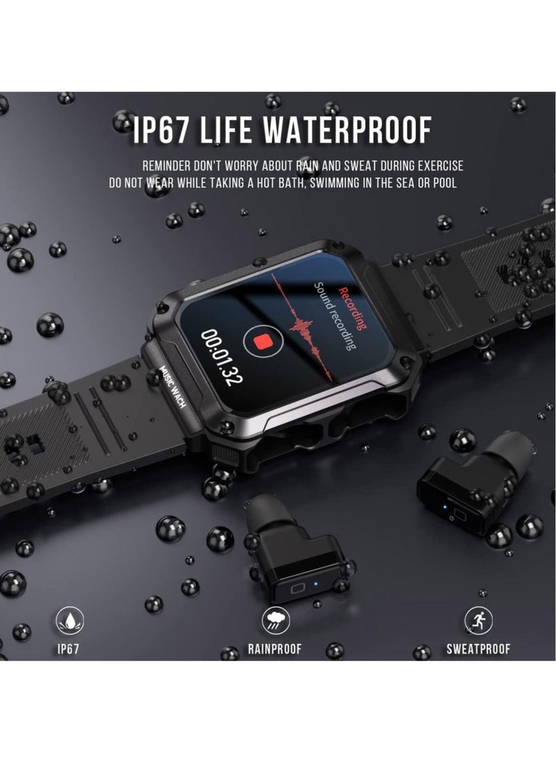 Captaintech Smart Watch with Earbuds,Watch Buds Smartwatch,3 in 1 Smart Watch Buit-in 4GB Memory,1.96" Smartwatches (Call Receive/Dial), Waterproof, Recording, Sleep Monitor, Fitness Tracker for iOS Android - Image 5