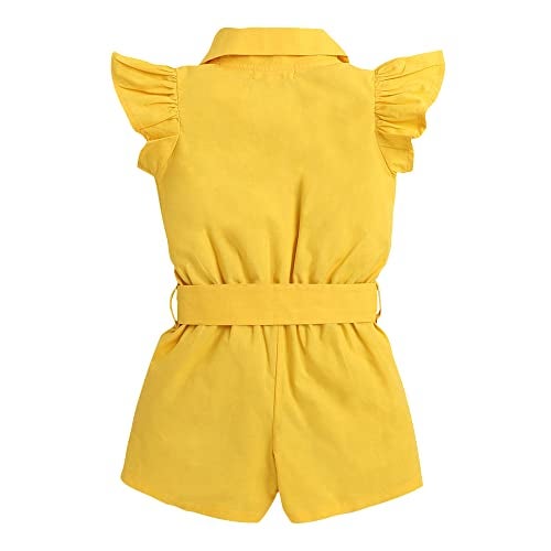 Hopscotch Girls Solid Playsuit In Yellow Color for Ages 3-4 Years - Image 2