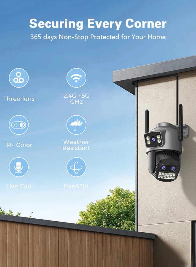 Generic 4K Outdoor WiFi Camera, 6MP HD Surveillance Camera, PTZ Outdoor Dual Screen 8x Digital Zoom Human Detection, Free 64GB Card, Color Infrared Night Vision, IP66 Waterproof and Dustproof, Real-time Voice Intercom  - Image 4