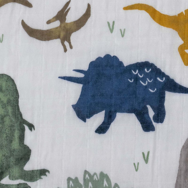 Little Unicorn Premium Crib Sheet | Breathable & Super-Soft Muslin Fabric (Dino Friends) - Image 3