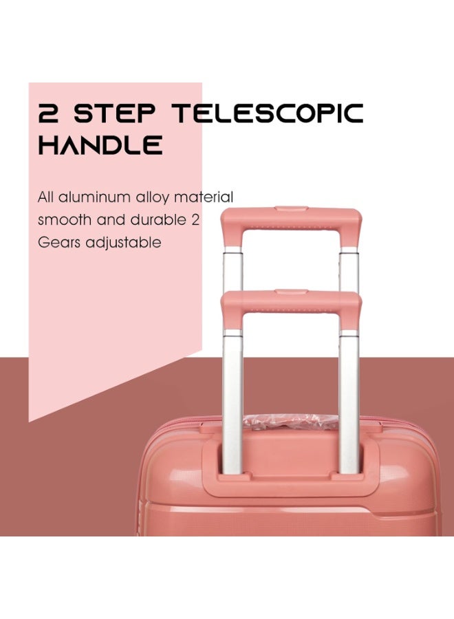 2-Piece Pink Polycarbonate Carry-On Luggage Set with 8 Spinner Wheels & TSA Lock - Image 3