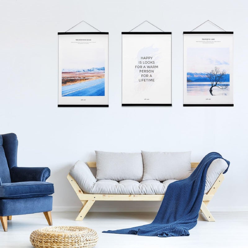 Falamon 2 Pack Magnetic Poster Hanger Frame 9x11 9x27 9x12 9x13 شماعات إطار ملصق المغناطيس لتعليق الملصقات يطبع الصور خفرات الخفرات والأعمال الفنية القماشية (أسود 9 "") - Image 4