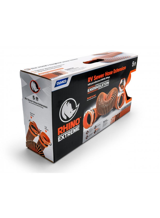 Camco Camco RhinoEXTREME 5-Foot Camper/RV Sewer Hose Kit | Features TPE Technology for Abrasion Resistance and Crush Protection | Includes Pre-Attached Rhino Swivel Fittings (39865)