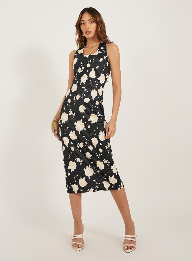 Styli Styli Floral Print Strappy Bodycon Midi Dress  - Image 2