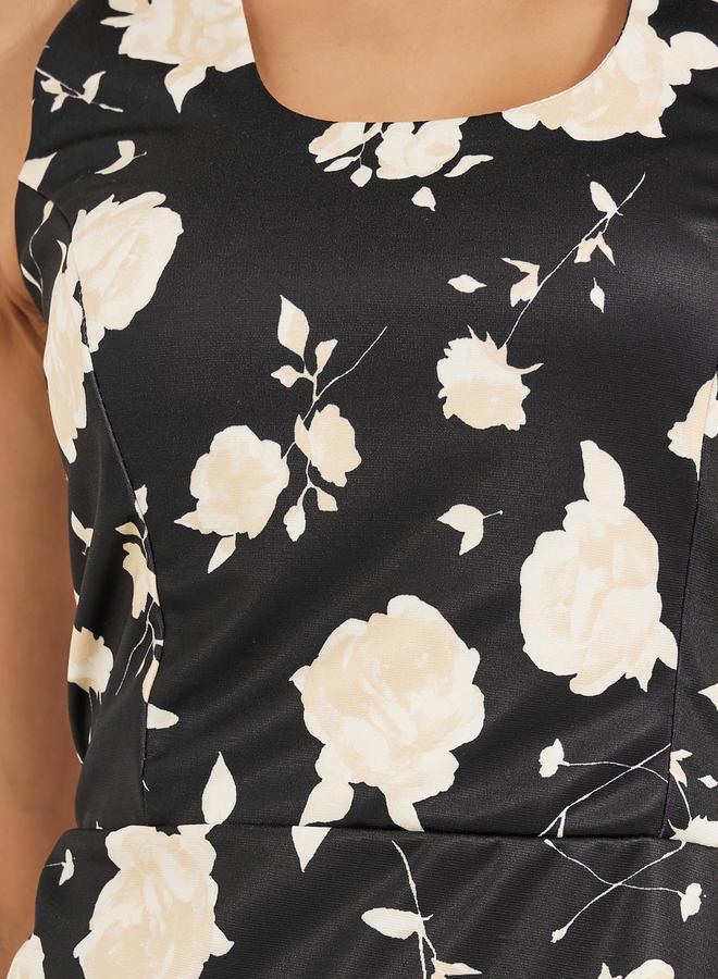 Styli Styli Floral Print Strappy Bodycon Midi Dress  - Image 4