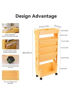Gogoya 5-Tier Mobile Bookshelf,Rolling Bookcase Book Storage Rack, Movable File Folder Organizer Cart with Wheels for Home Study Office Living Room Classroom  - Image 2