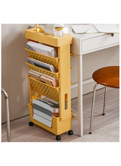 Gogoya 5-Tier Mobile Bookshelf,Rolling Bookcase Book Storage Rack, Movable File Folder Organizer Cart with Wheels for Home Study Office Living Room Classroom  - Image 3