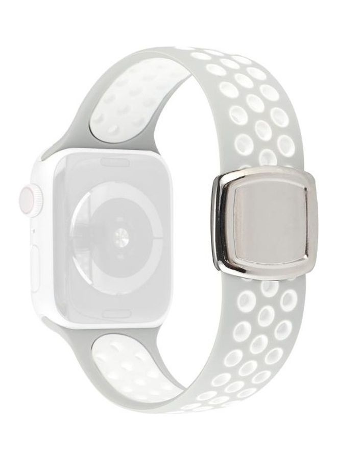 نيبمينينت سوار بديل مناسب لساعة أبل سيريز 6/SE/5/4/3/2/1 مقاس 42 44 مم رمادي/ أبيض - Image 1