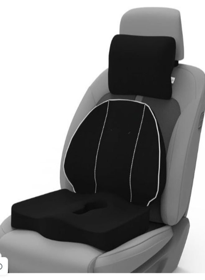 Memory Foam Neck and Back Support Cushion Set, Ergonomic Lumbar and Headrest Pillows for Car Seat and Office Chair, Orthopedic Comfort Cushion for Long Sitting - Image 4