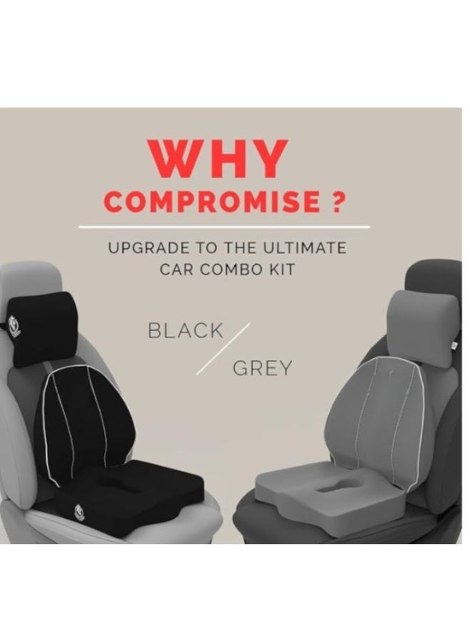 Memory Foam Neck and Back Support Cushion Set, Ergonomic Lumbar and Headrest Pillows for Car Seat and Office Chair, Orthopedic Comfort Cushion for Long Sitting - Image 2