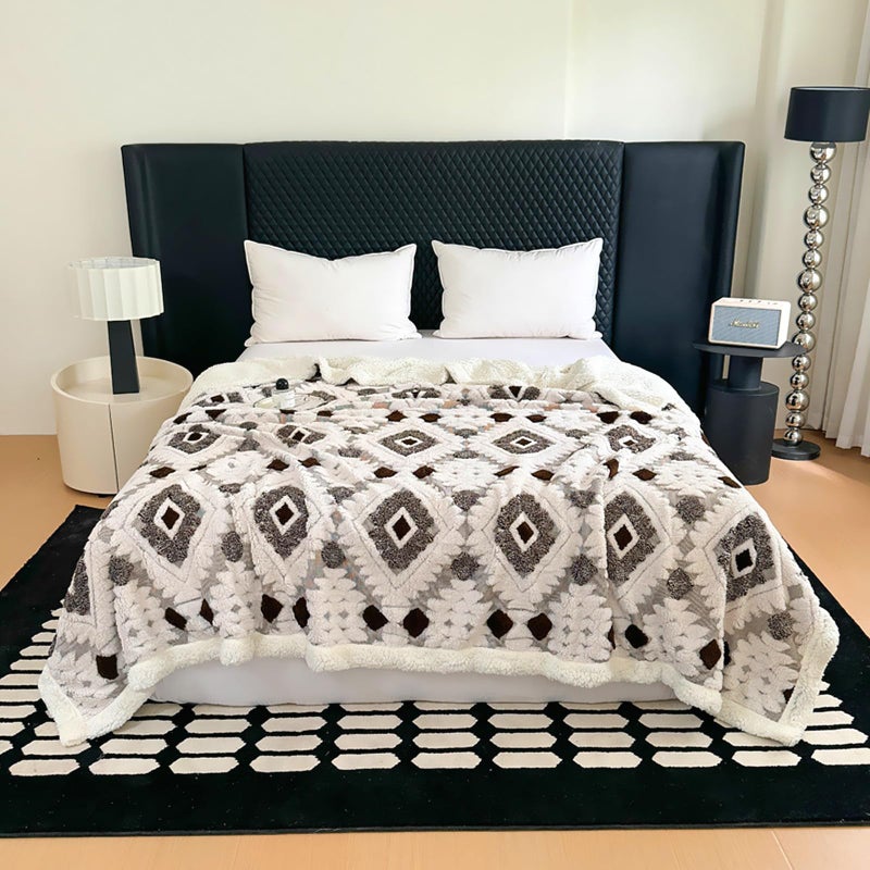 LEVINIS Boho Sherpa Fleece Blanket 80'' Ã— 90'', Ultra Soft Aztec Queen Blanket for All Season, Plush, Cozy, Bohemian Throw Blankets for Bed/Couch/Sofa/Office/Camping, Dark Coffee - Image 2