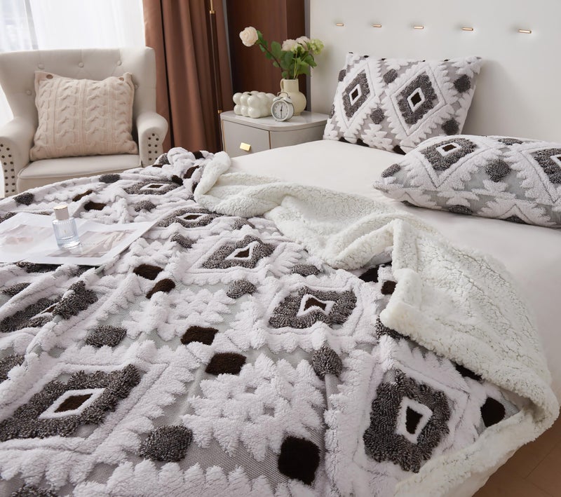 LEVINIS Boho Sherpa Fleece Blanket 80'' Ã— 90'', Ultra Soft Aztec Queen Blanket for All Season, Plush, Cozy, Bohemian Throw Blankets for Bed/Couch/Sofa/Office/Camping, Dark Coffee - Image 3