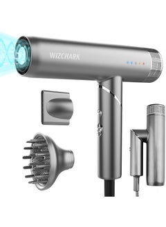 Travel Hair Dryer Professional Hair Dryer with Diffuser Foldable Blow Dryer with Lightweight Design Compact Powerful  Fast Salon Hairdryer with High Speed Brushless Motor Silver