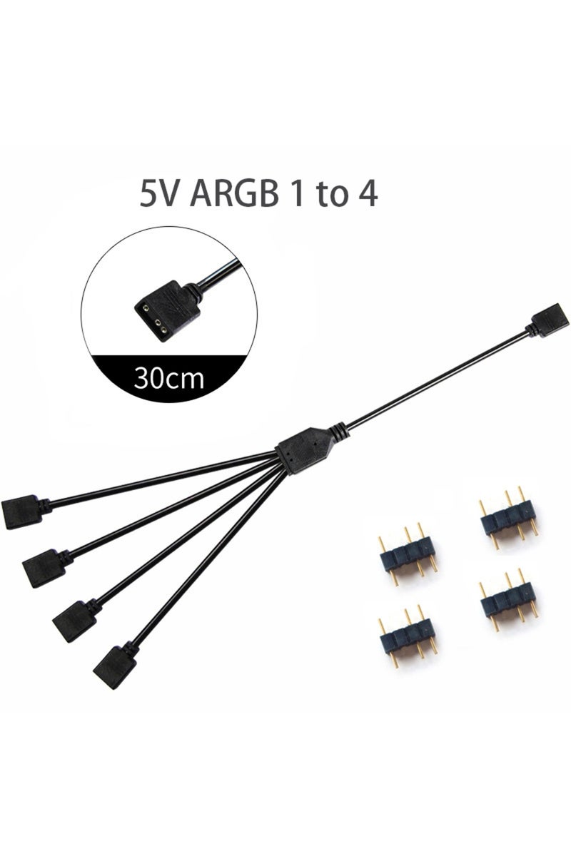 30cm 5V 1to4 LDPCSJ Sync Motherboard Cable 4PIN 12V RGB 3PIN 5V ARGB 1 to 2/1 to 3/1 to 4/1to 5 Exte