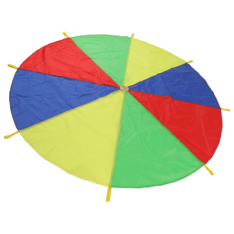 Kids Parachute Exercise Toy 4 Colors 8 Handles Promote Cooperation Multicolored Parachute Outdoor Game - Image 1
