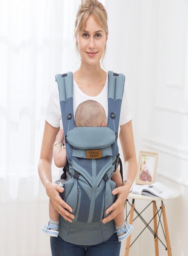 Kradyl Kroft Adjustable Baby Carrier for 4 to 24 Months Baby with 4 Carry Positions | Handsfree Carrier | Waist & Back Support | Soft Padding and Buckle Support (Pink Hood) - Image 5