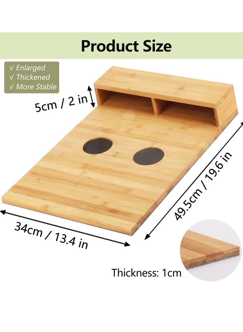 Bukela Sofa Arm Tray Couch Arm Table Armrest Tray Wooden Arm Rest Trays Foldable Bamboo Sofa Armrest Organiser with Cup Holder and Pockets for TV Remote, Phone, Snacks, Drinks - Image 3