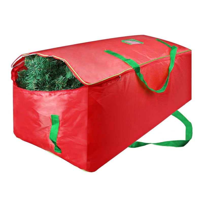 Christmas Tree Storage Bag  Fits Up to 75 ft Artificial Xmas Tree  Box With Double Zippers and Reinforced Handles  Extra Large Container for Decorations  Red