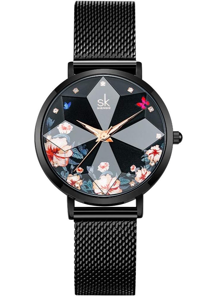 SHENGKE Ladies Creative Women's Luxury Watch Brand Mesh Dress Watch - Image 1