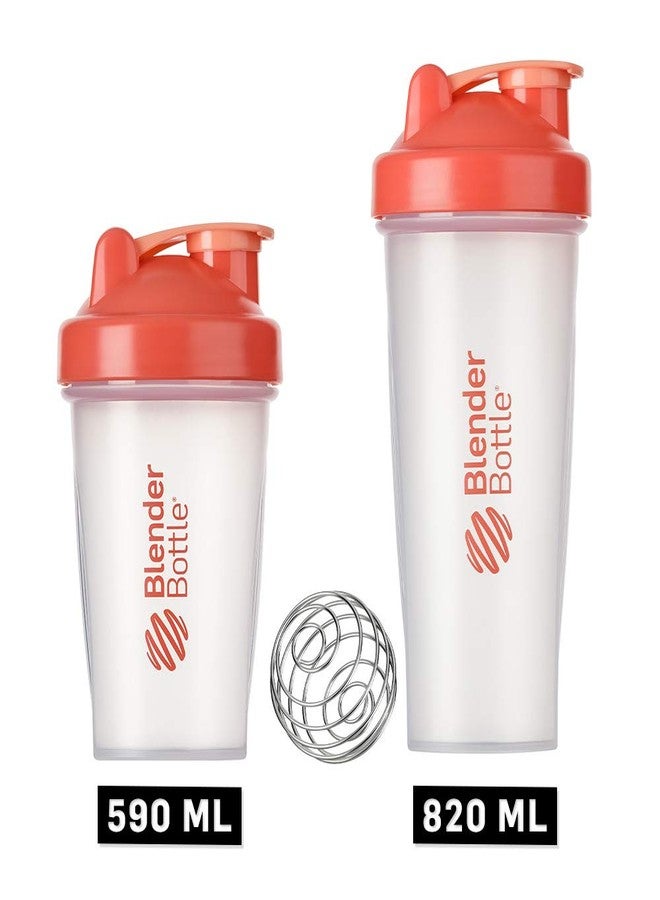 BlenderBottle Classic Shaker Cup/Diet Shaker/Protein Shaker with Blenderball / 590ml - Clear Coral - Image 5