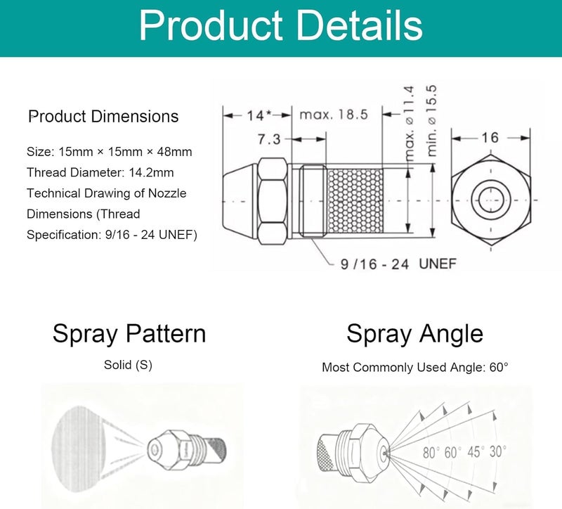 Replacement Brass Oil Burner Nozzle,80 Degree Solid Spray,Multiple GPH Sizes. - Image 2
