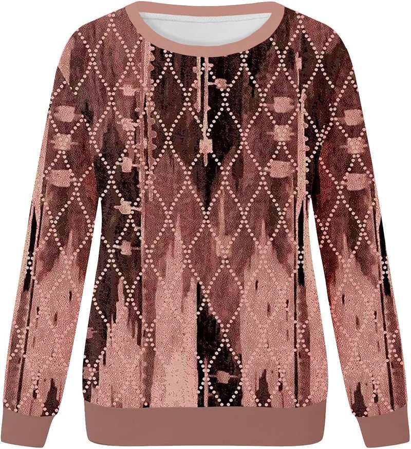 cheekyglo Women's Casual Long Sleeve Crewneck Sweatshirt Lightweight Print Pullover Comfy Loose Fit Soft Tunic Shirts Blouse - Image 2
