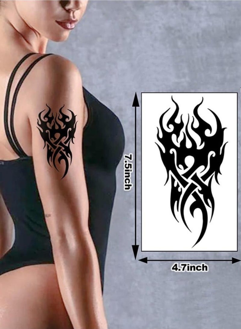 MARYA Temporary Tattoos, Black Ink Waterproof Realistic Long Lasting 1-2 Weeks, No Adhesive No Reflection, Big Adult Art Designs, 10 Sheets - Image 2