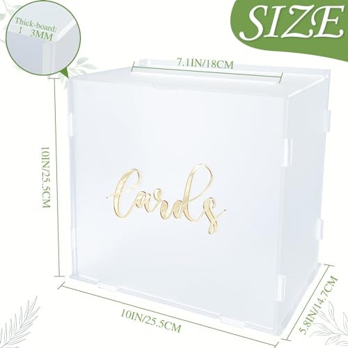 OurWarm Acrylic Wedding Card Box with String Light, Frosted Gift Card Box for Wedding Decorations for Reception, Money Box for Bridal Shower Decorations Party Reception Anniversary - Image 3