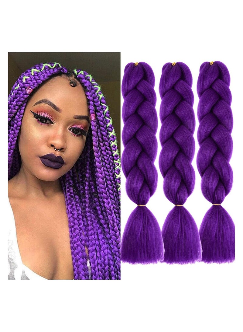 Estelle African braids Hair Extension,Crochet Braiding Hair Extensions Synthetic Braiding Hair High Temperature Synthetic Fiber Yaki Jumbo Braiding Hair (purple, 3 pcs) - Image 1