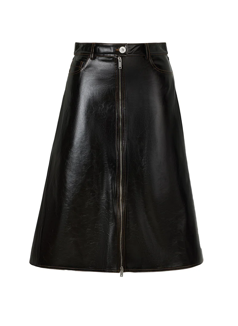 نوكتورن Distressed Leather Skirt