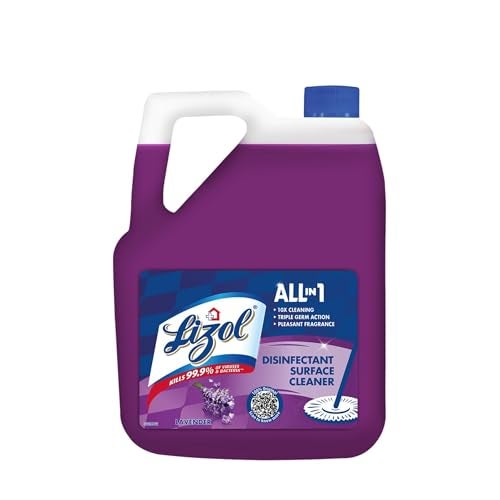 Lizol Disinfectant Surface & Floor Cleaner Liquid, Lavender - 5 Litre | Suitable for All Floor Cleaner Mops | Kills 99.9% Germs| India's #1 Floor Cleaner - Image 1