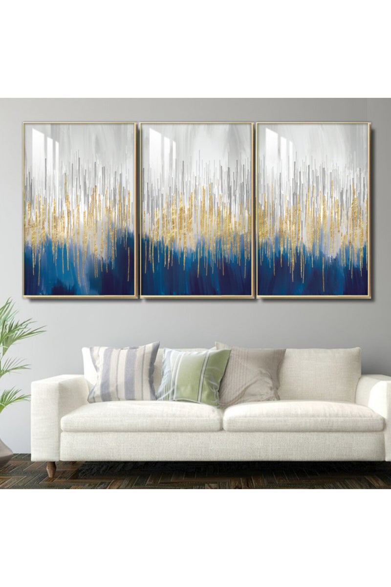 Marktna Three wooden wall painting with a frame and a clear acrylic layer - Image 1