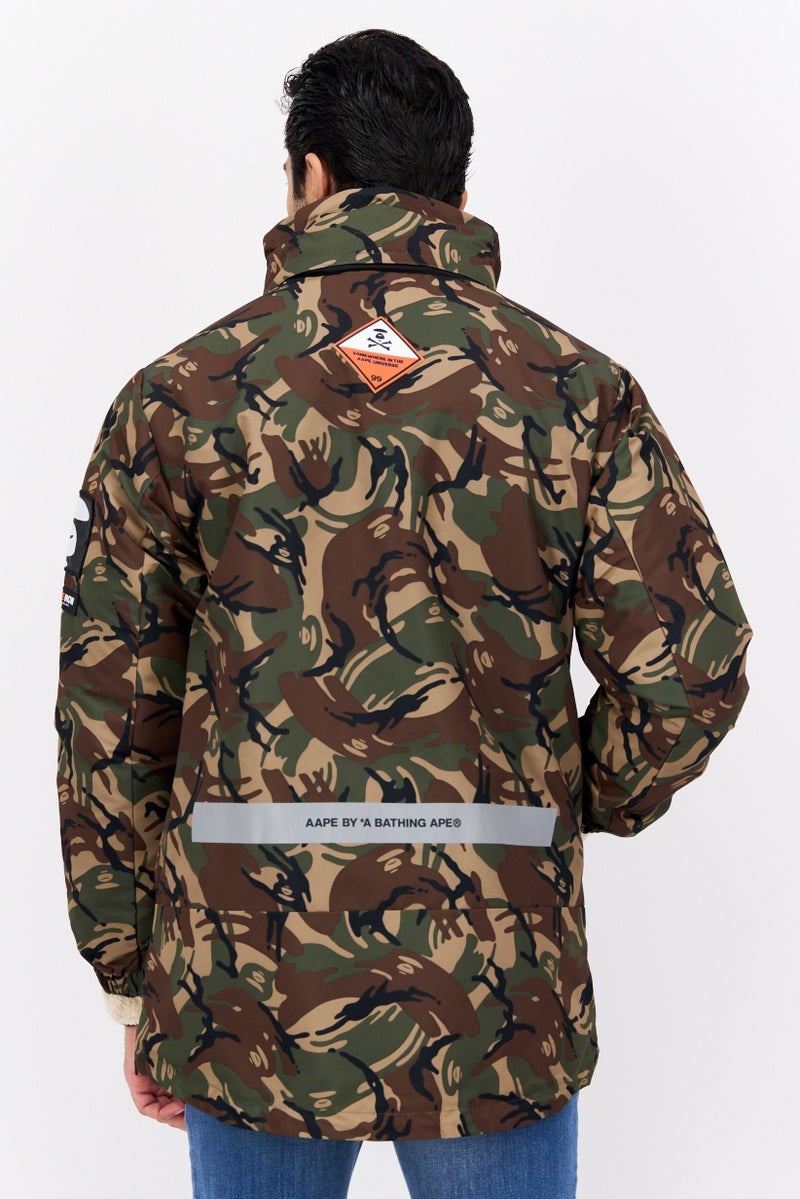 Aape By A Bathing Ape Men Camouflage Bomber Jacket, Olive Combo  - Image 3