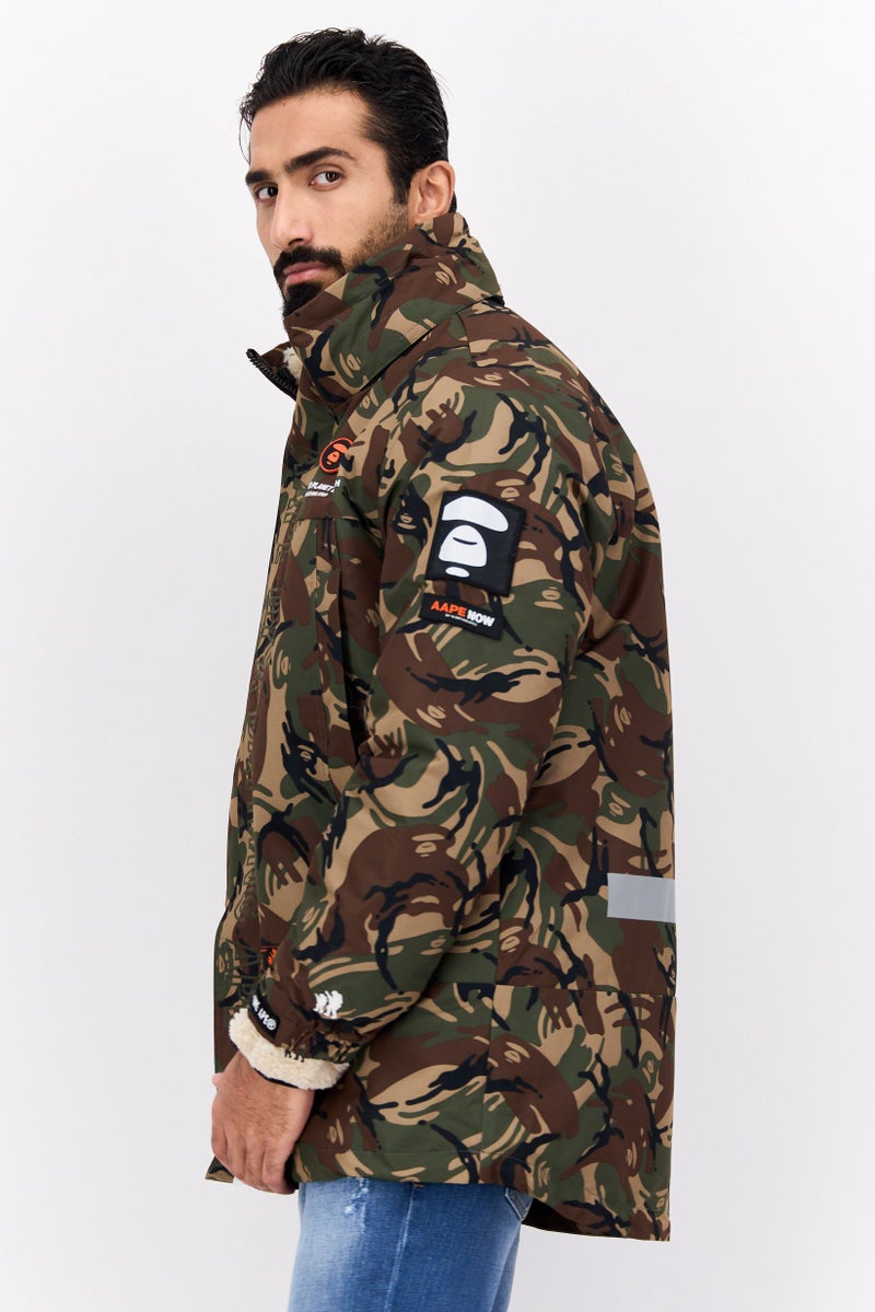 Aape By A Bathing Ape Men Camouflage Bomber Jacket, Olive Combo  - Image 2