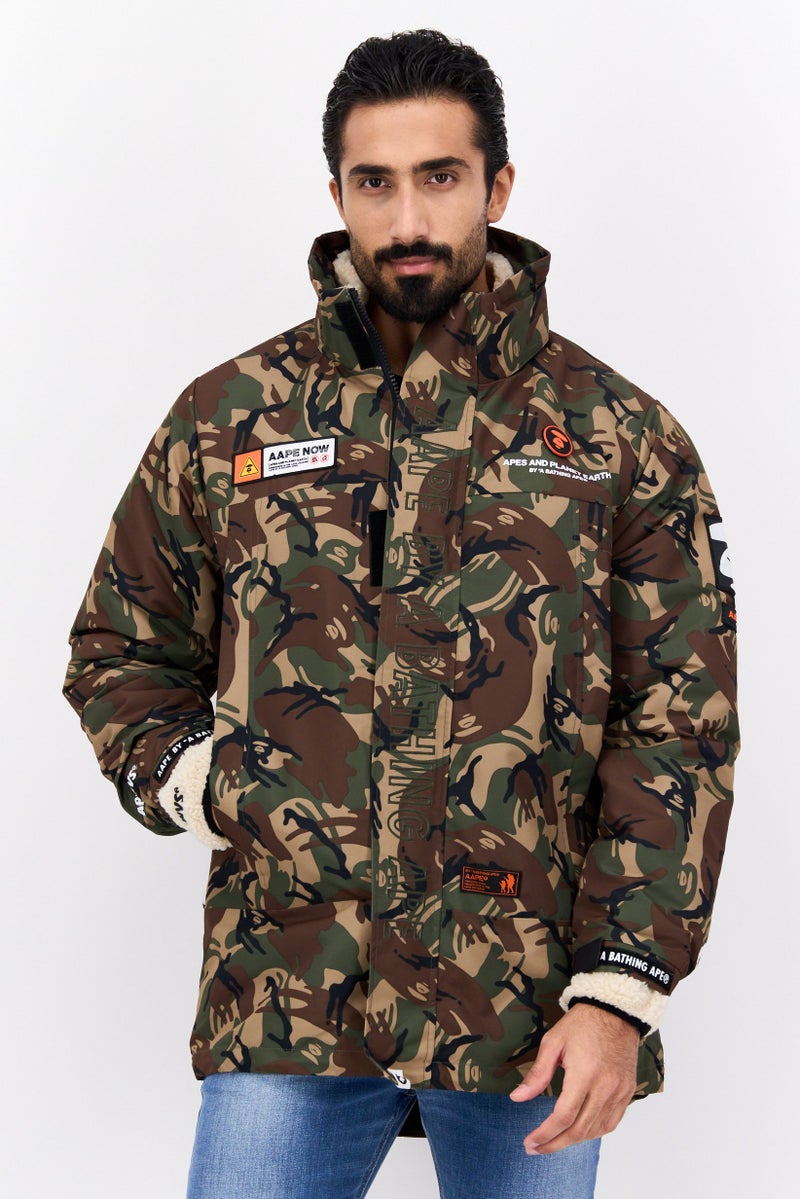 Aape By A Bathing Ape Men Camouflage Bomber Jacket, Olive Combo  - Image 1