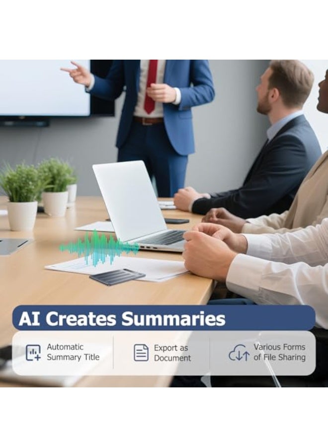 الرائد مسجل صوتي ذكي، مسجل صوت للملاحظات مع ميزة النسخ والتلخيص الذكي، مسجل رقمي محمول سعة 64 جيجابايت يدعم 134 لغة لتحويل الصوت إلى نص مع التحكم عبر التطبيق، جهاز تسجيل للمحاضرات والاجتماعات - Image 5