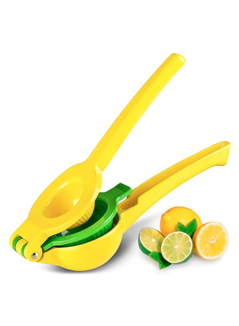 2-in-1 lemon and lime press machine, suitable for heavy-duty metal manual juicing of lemon, lime, and citrus fruits, removing pulp or seeds, dishwasher washable, high-quality juicing kitchen tool (green/yellow)  - Image 1