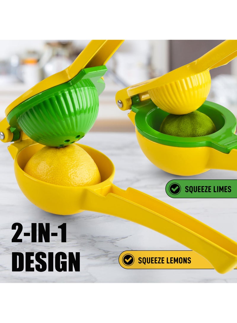 2-in-1 lemon and lime press machine, suitable for heavy-duty metal manual juicing of lemon, lime, and citrus fruits, removing pulp or seeds, dishwasher washable, high-quality juicing kitchen tool (green/yellow)  - Image 3