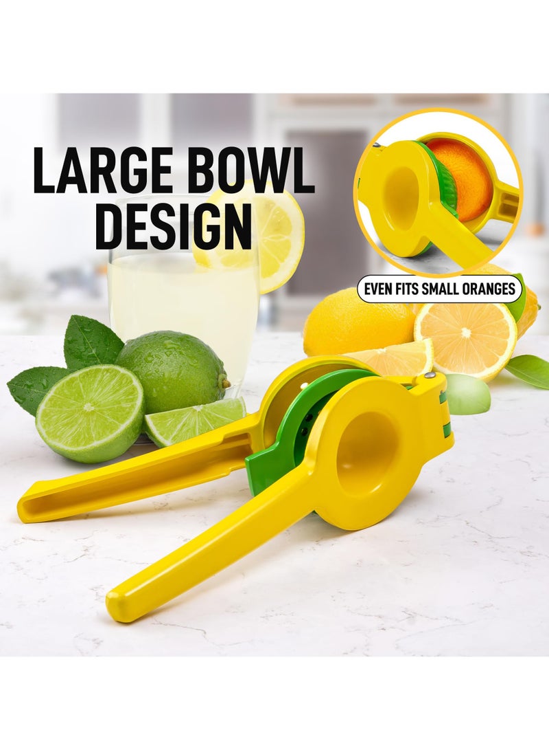 2-in-1 lemon and lime press machine, suitable for heavy-duty metal manual juicing of lemon, lime, and citrus fruits, removing pulp or seeds, dishwasher washable, high-quality juicing kitchen tool (green/yellow)  - Image 2