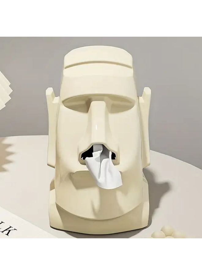 Cream White Easter Island Statue Tissue Box Headphone Stand Glasses Rack Holder Large Capacity - Image 2